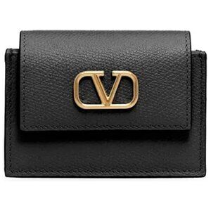 Valentino Garavani V-Logo Signature Leather Card Case in Black Brand New w/tags